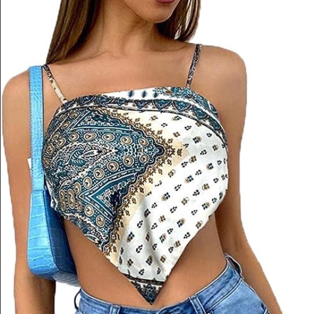 Silk paisley wrap cami top